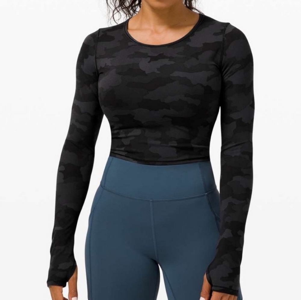 Nwt! Lululemon wunder train cropped LS camo - Picture 5 of 6